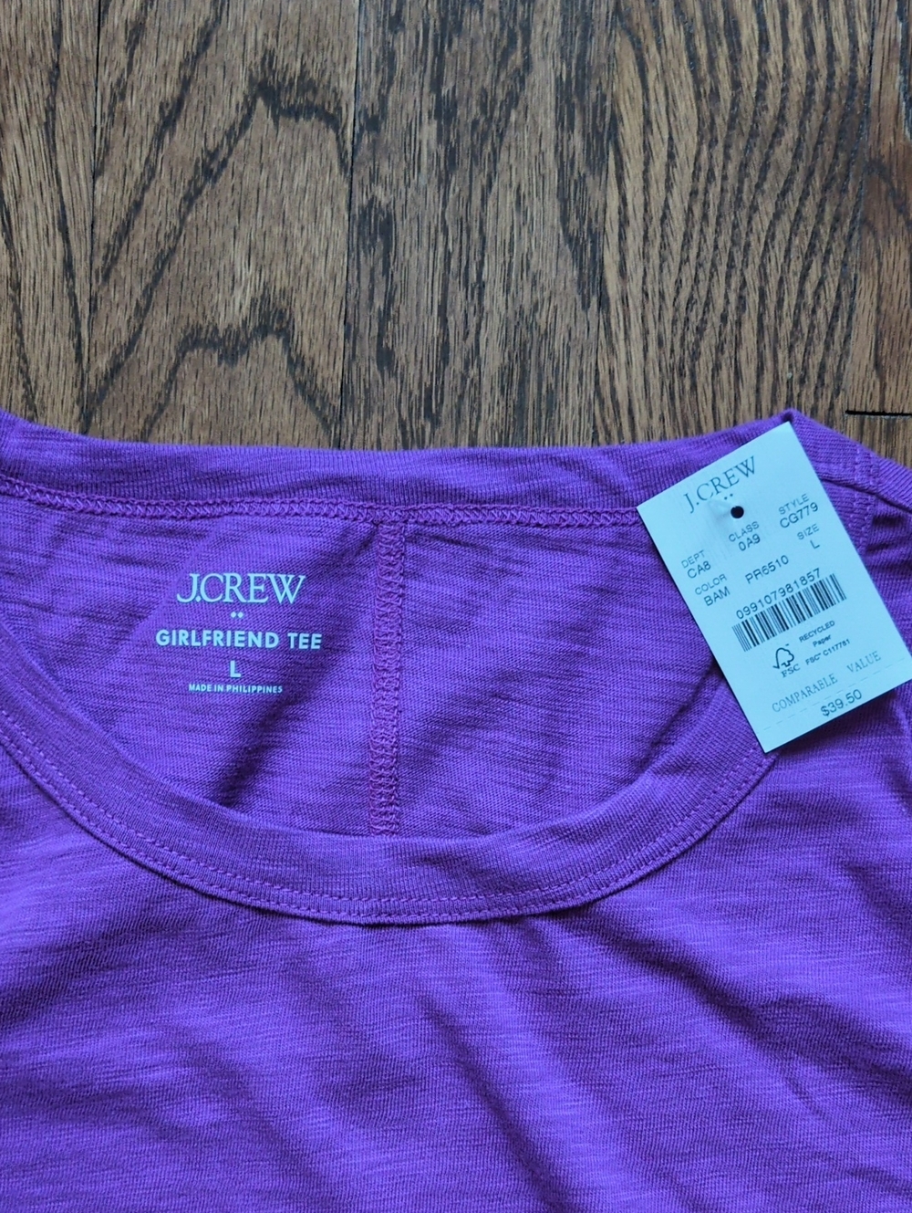 J. Crew Factory Violet Crewneck Short-Sleeve Girlfriend Tee - Picture 2 of 6